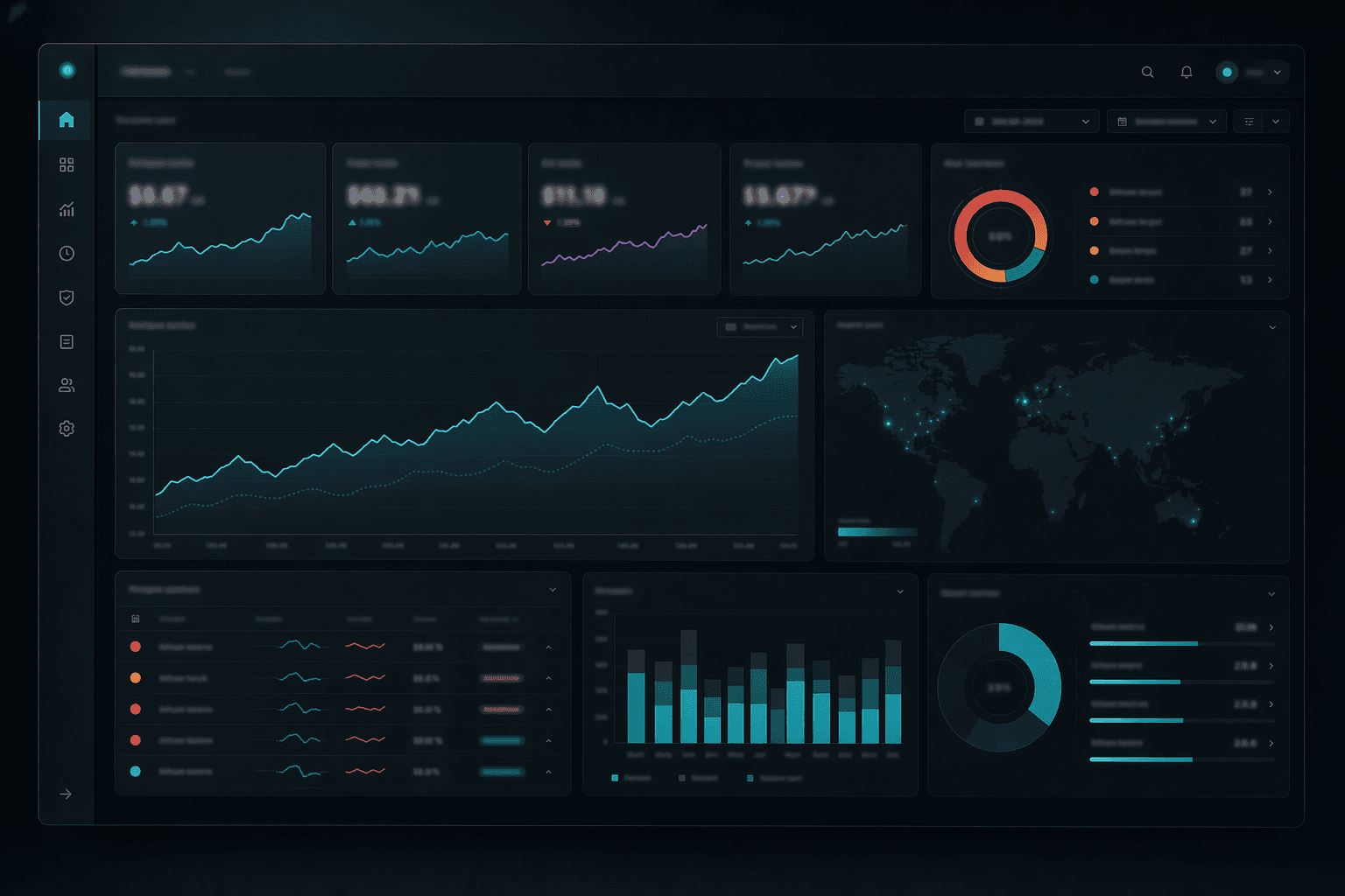 Decision dashboard showing performance metrics and operational signals