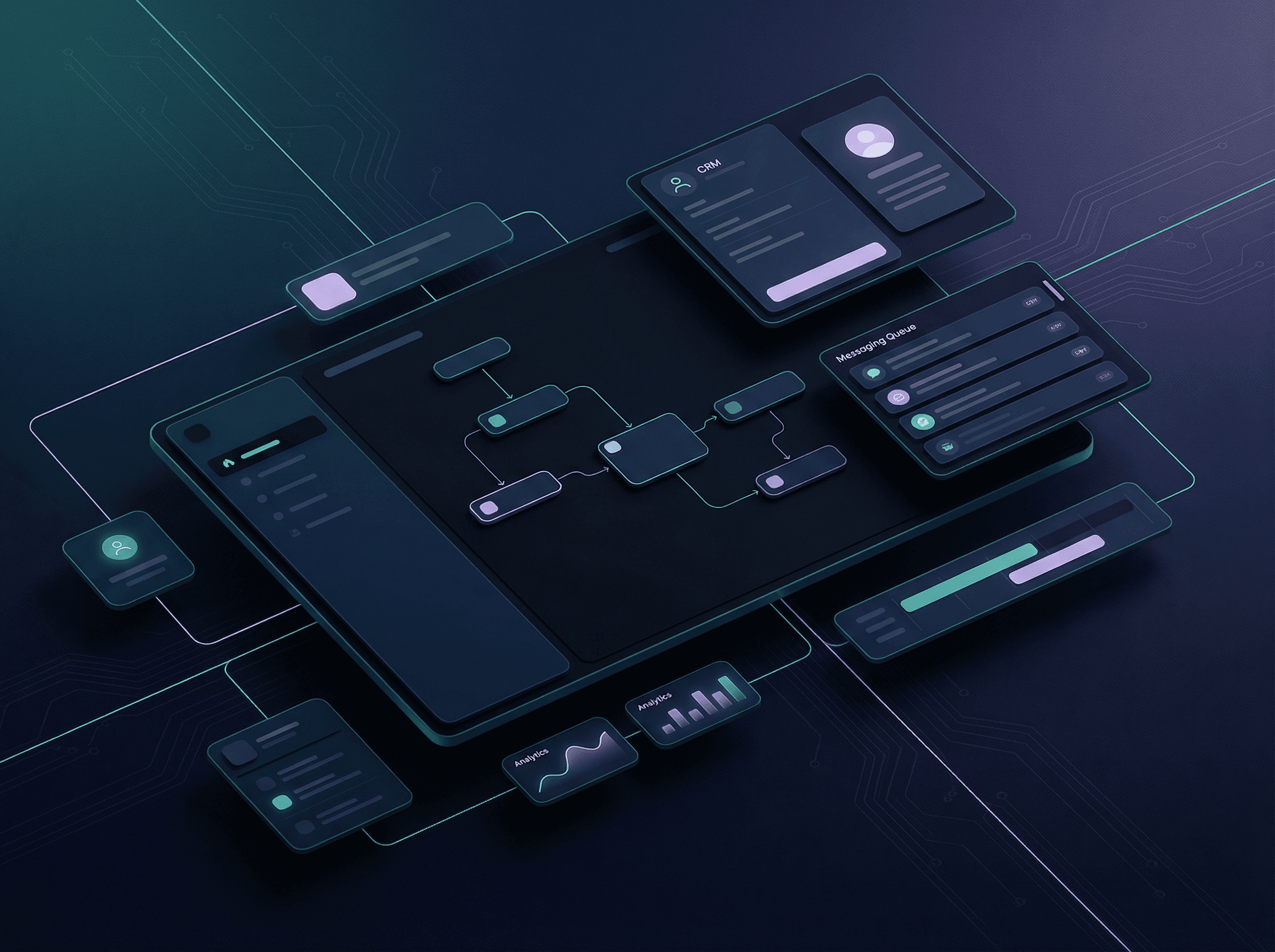 Editorial automation command center illustration