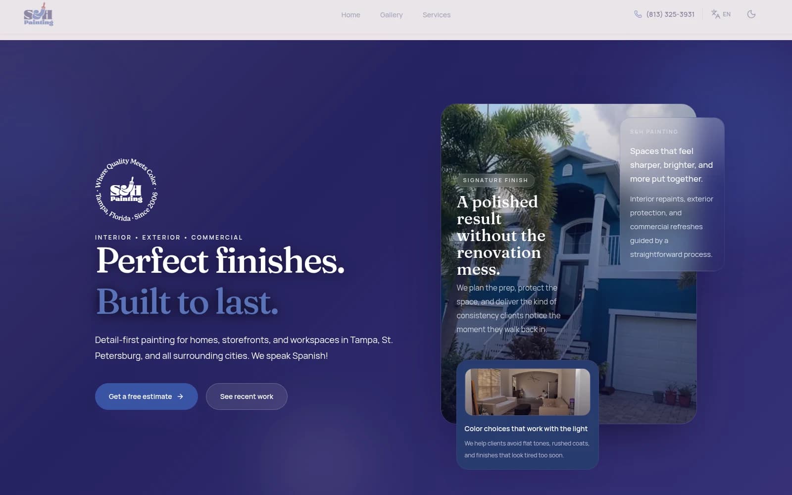 S&H Painting Website — Live S&H Painting website, captured October 2026.